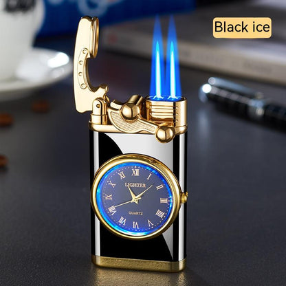 💙Blue Flame Lighter With Electric clock